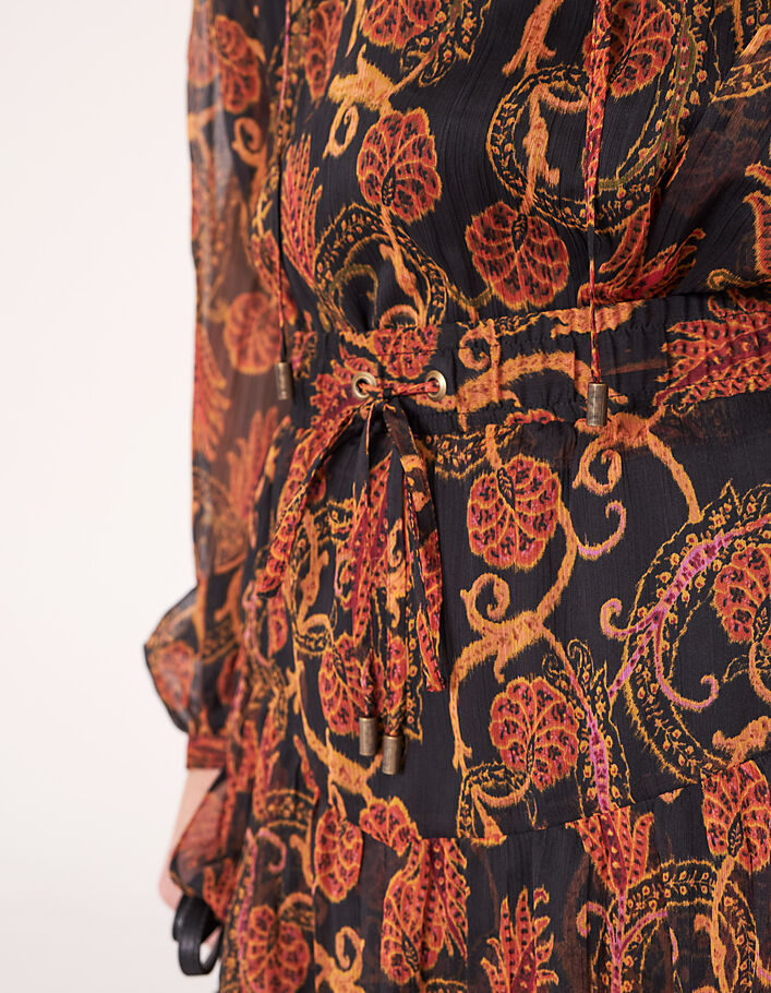 Women’s sand flowers print voile short skirt-4