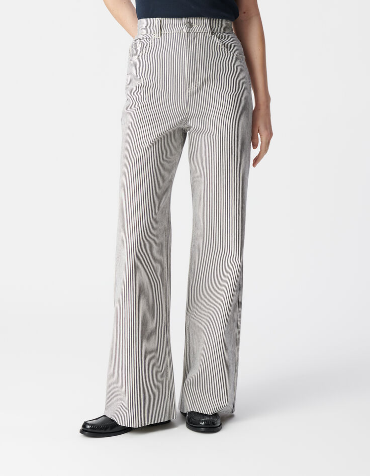 Witte jeans met wijde pijpen in krijtstreep Dames-2