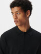 Polo noir en tricot flammé Homme-4