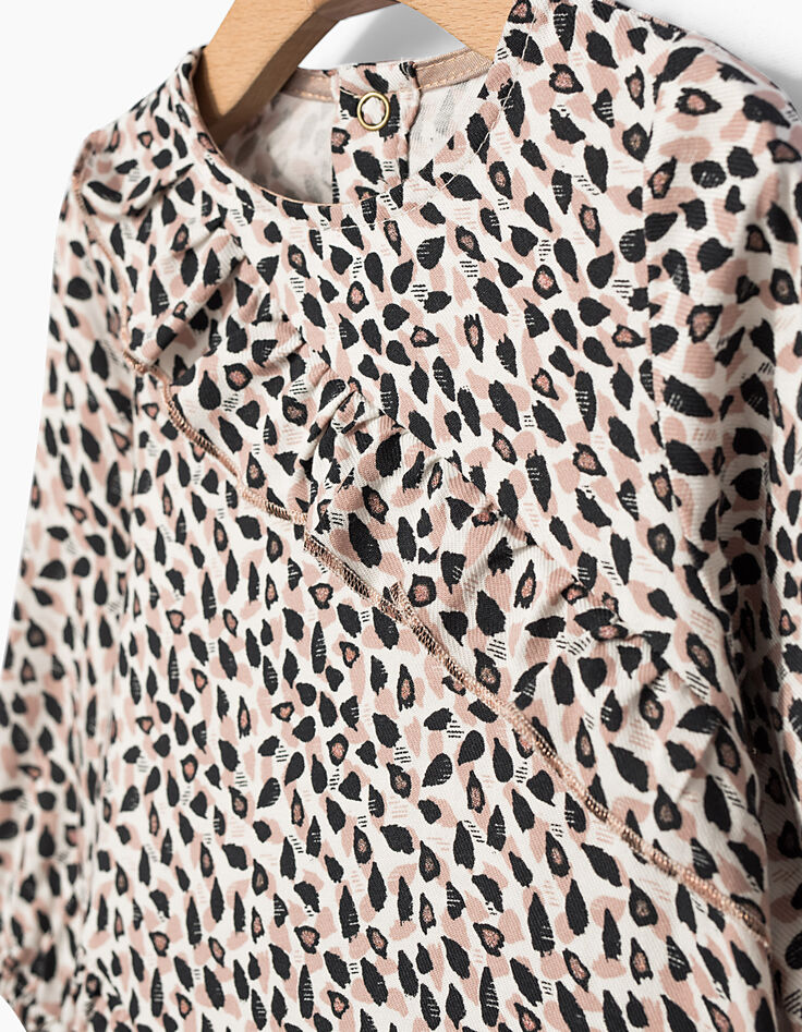 Blouse rose à imprimé animalier bébé fille-3