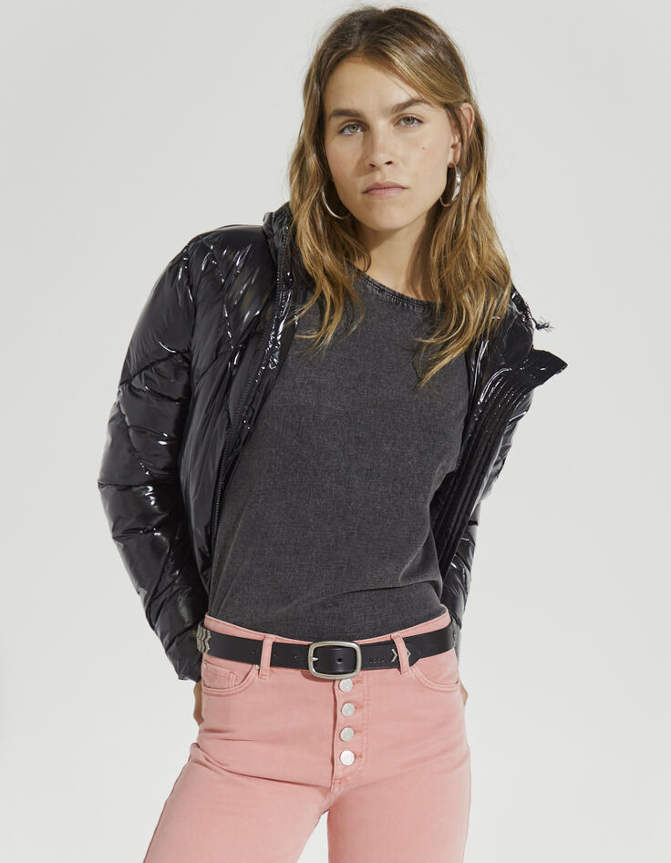 Tee-shirt en coton bio gris délavé pattes épaules femme-2 Tee-shirt en coton bio gris délavé pattes épaules femme-2