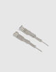 Pendientes flecos metal plateado mujer-2