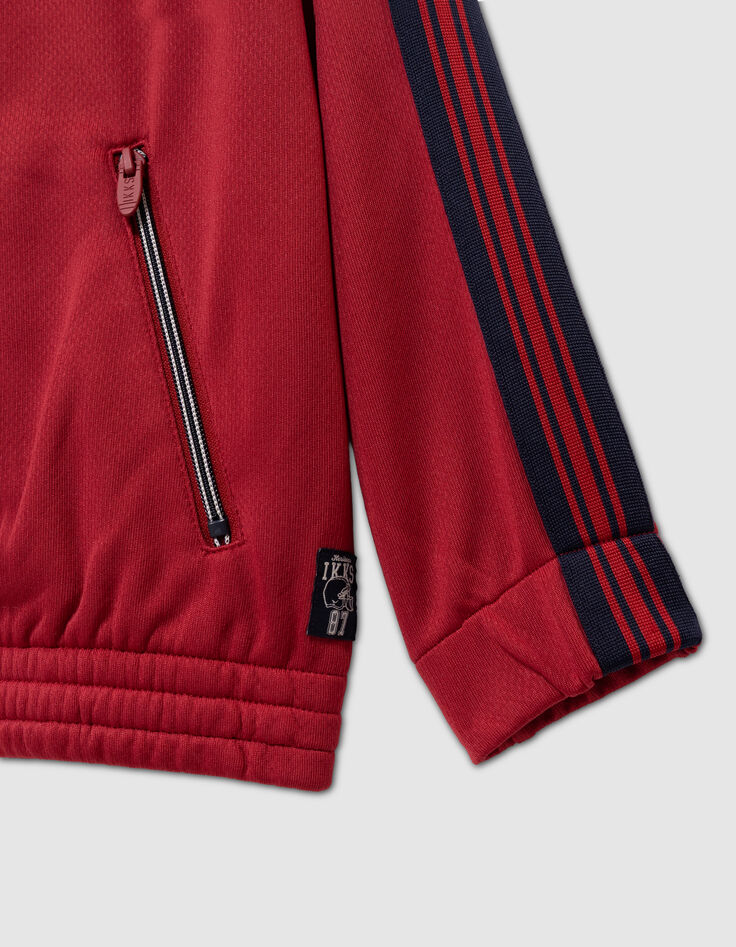 Cardigan zippé rouge rayures marine garçon-4