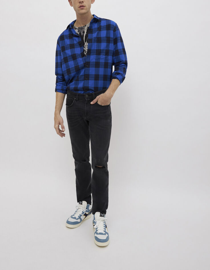 Camisa REGULAR azul eléctrico damero Hombre-6