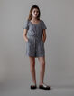 Combishort noir imprimé vichy et fleurs fille-8