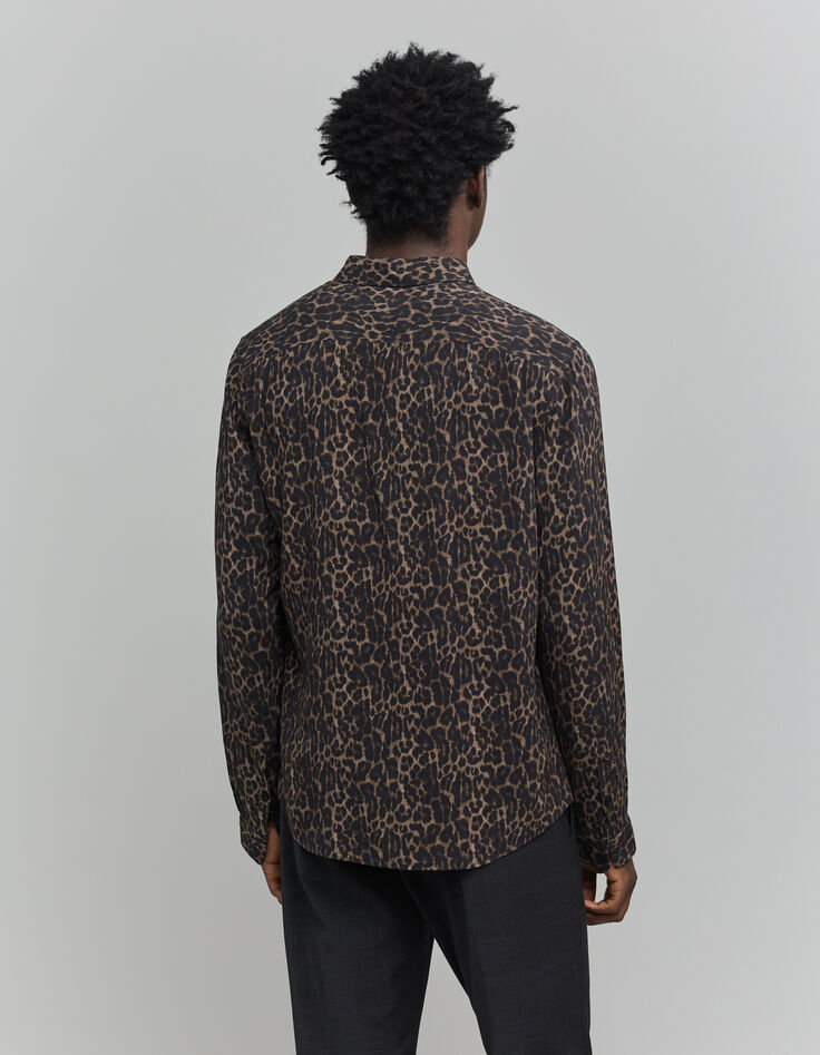 Herrenhemd SLIM grau mit Leopardenmuster-3