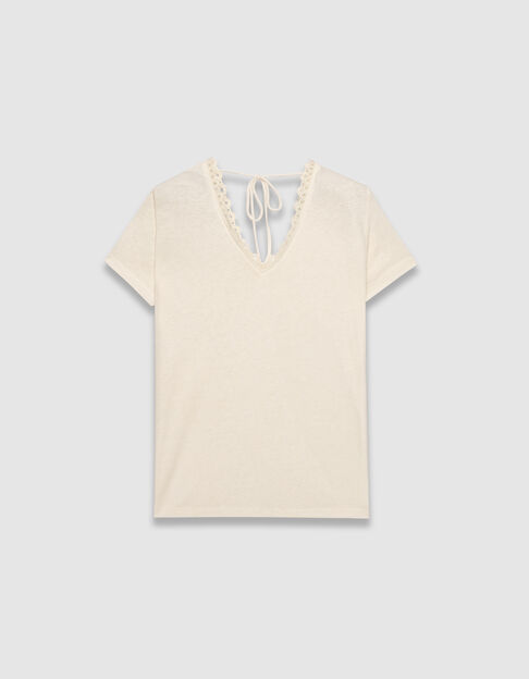 Tee-shirt blanc encolure V devant et dos - IKKS