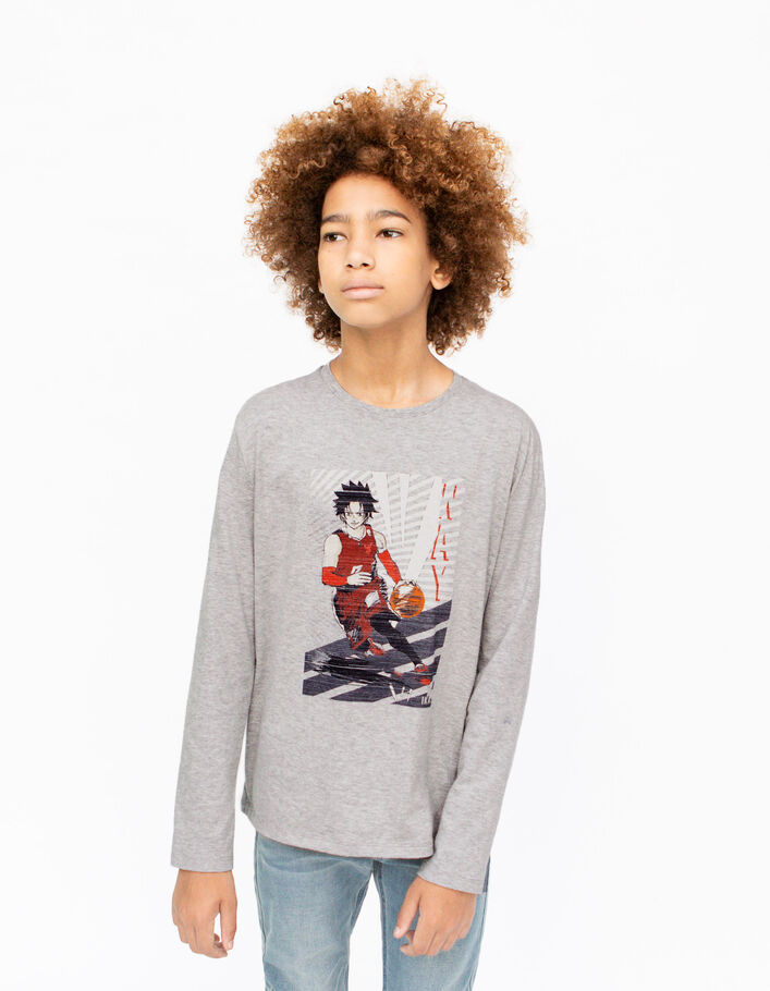 Graues Jungenshirt mit Manga-Basketballer-2
