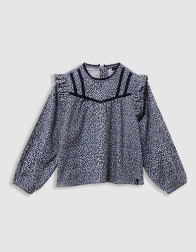 Blouse marine imprimé léopard-noeuds fille - IKKS
