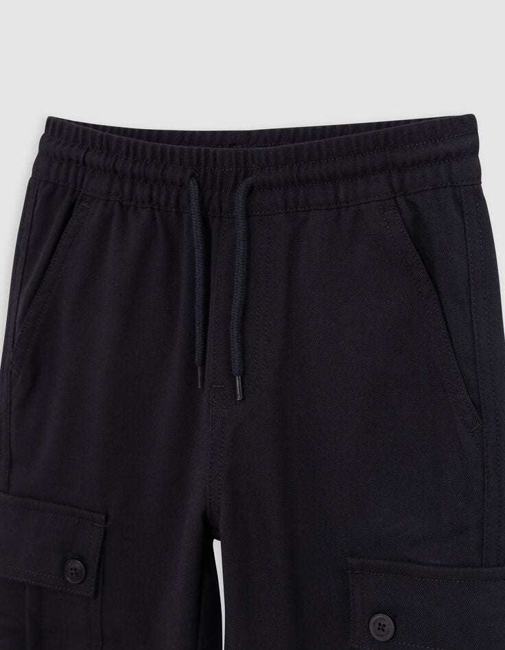 Pantalon BATTLE noir taille élastiquée garçon-2