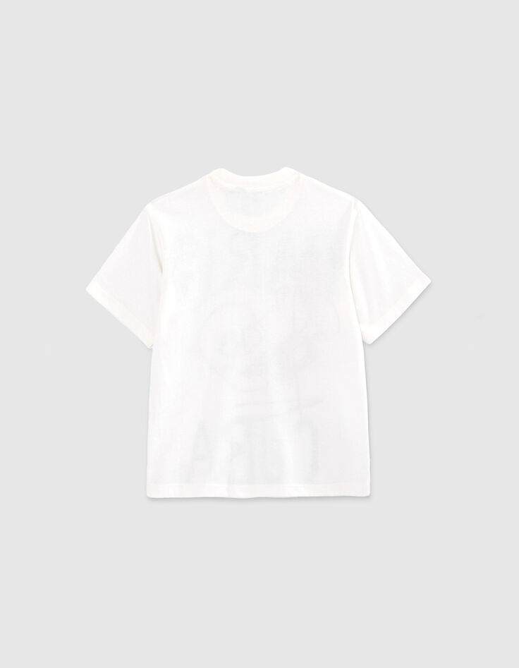 T-shirt blanc coton bio visuel trompettiste gar&ccedil;on-3