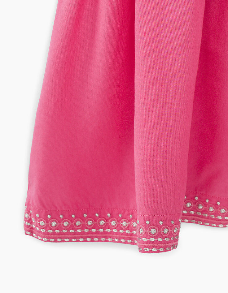 Vestido rosa medio bordado plateado niña-4 Vestido rosa medio bordado plateado niña-4