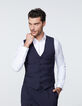 Men’s navy fine-stripe suit waistcoat-2