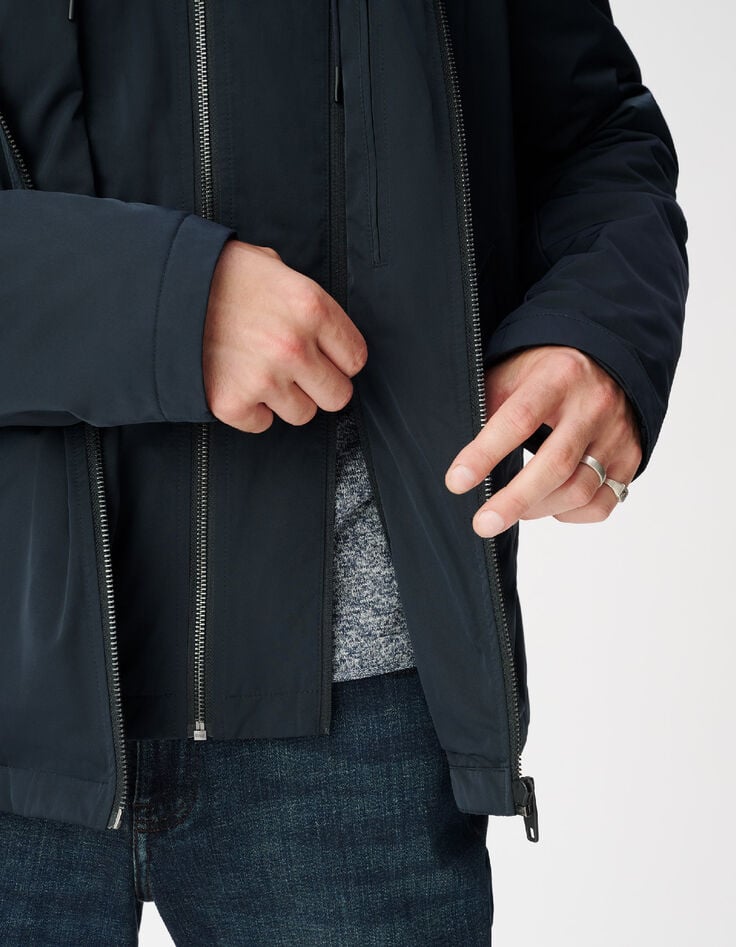 Blouson marine parementure et capuche amovibles Homme-4