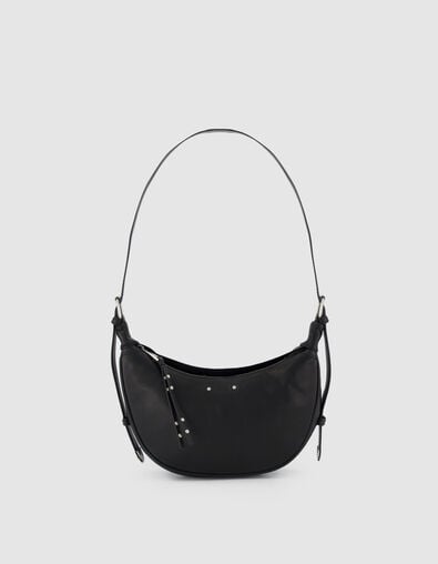Black grained leather Allane half-moon bag size S Women - IKKS