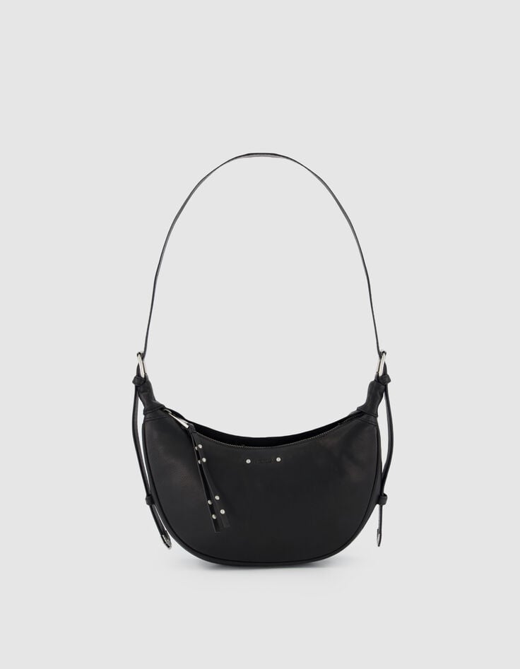 Black grained leather Allane half-moon bag size S Women-1