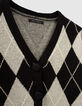 Girls’ black Argyle knit cardigan-4