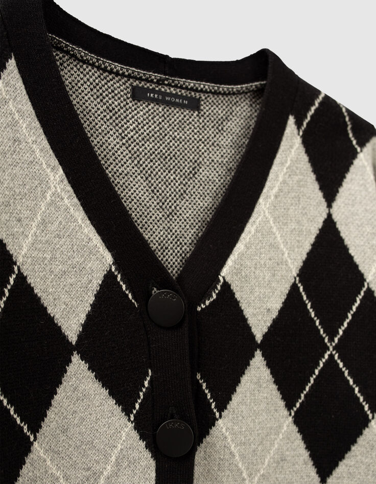 Girls’ black Argyle knit cardigan-4