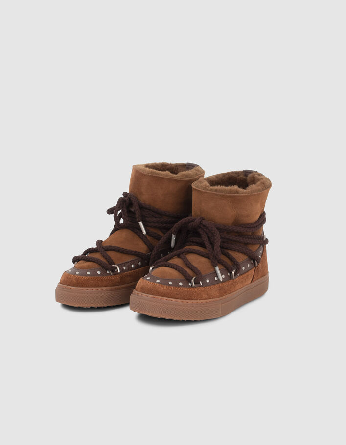 Women’s camel INUIKII x IKKS suede fleece-lined boots - IKKS