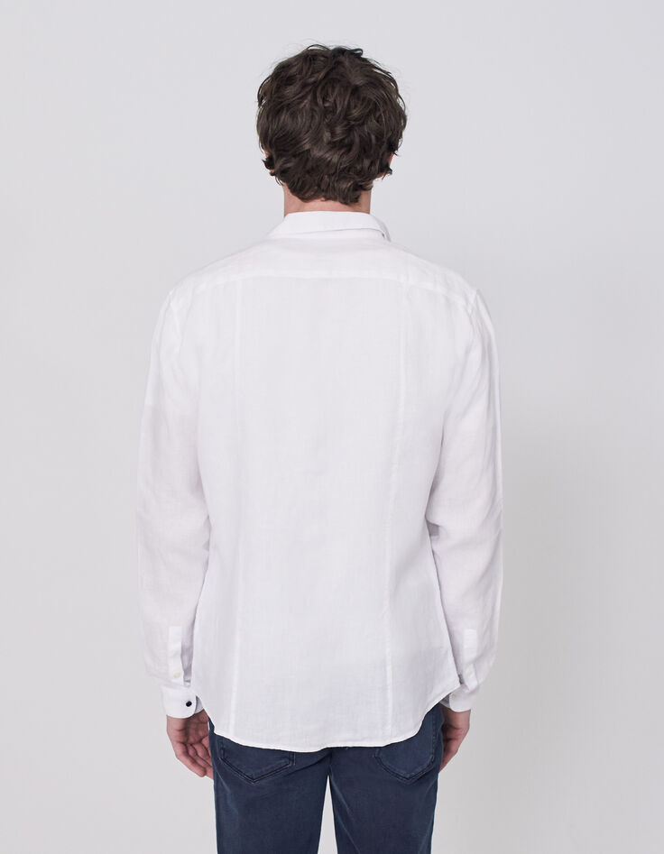 Men’s white pure linen SLIM shirt-3