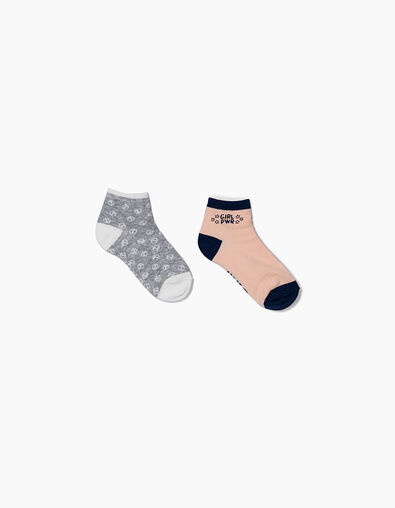 Calcetines rosa empolvado y grises niña - IKKS
