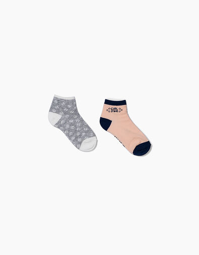 Girls' powder pink and grey socks - IKKS
