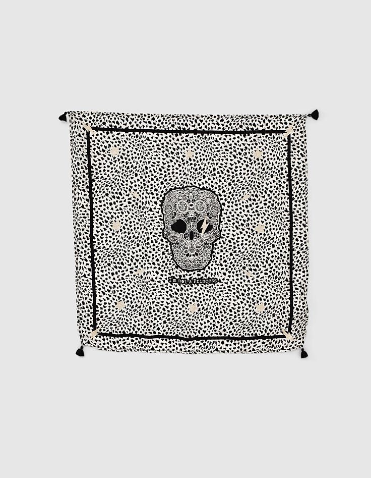 Fular beige medio estampado tachista niña-2