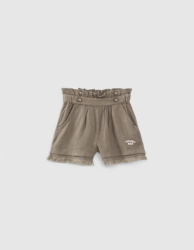 Khaki Babymädchen-Shorts in Paper-Bag-Fit aus Leinen-Mix  - IKKS