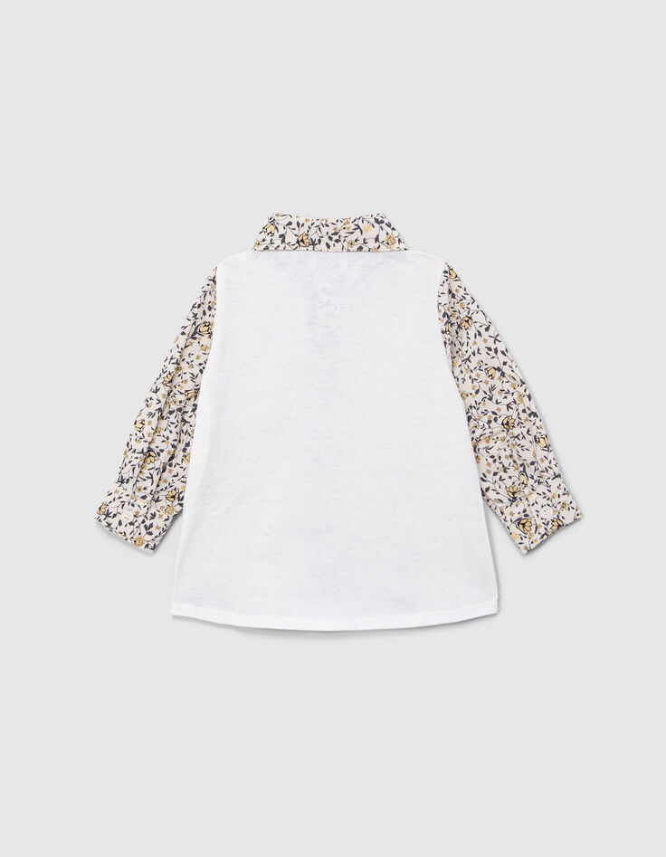 Chemise blanche coton bio imprimé fleurs bébé garçon-3