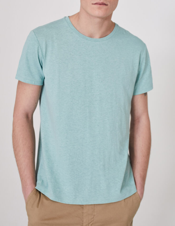 Wassergr&uuml;nes Herren-T-Shirt aus Baumwolle und Hanf-1