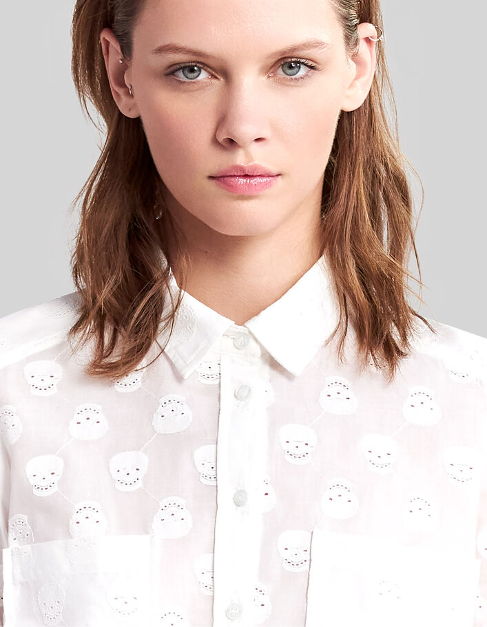 Women's off-white shirt with skull embroidery - IKKS