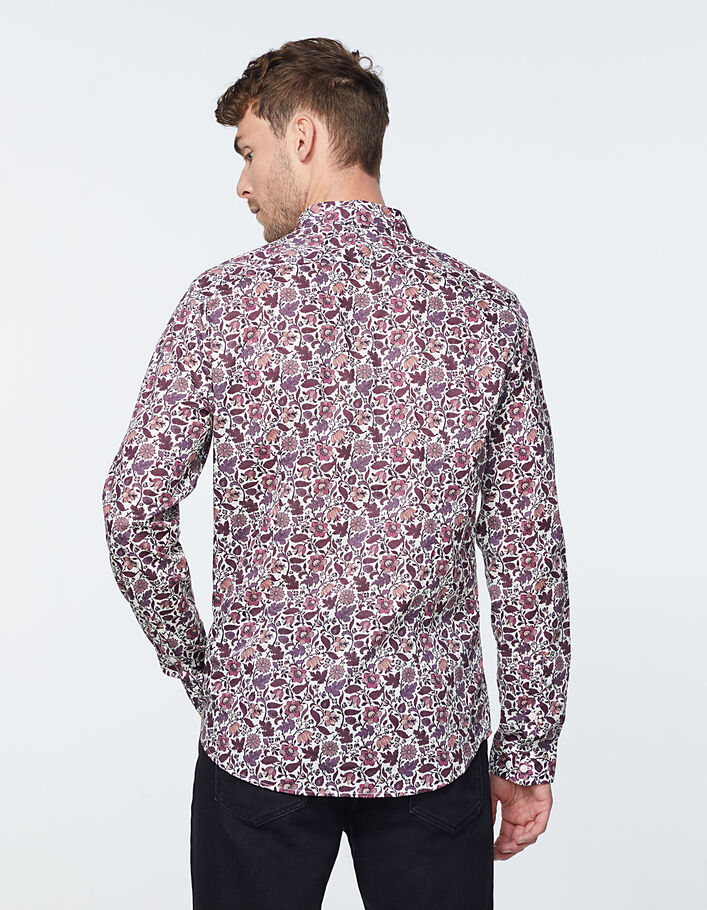Men’s wine-red floral Liberty fabric SLIM shirt - IKKS