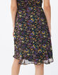 Robe noire épaules élastiquées imprimé maxi fleurs Femme-3