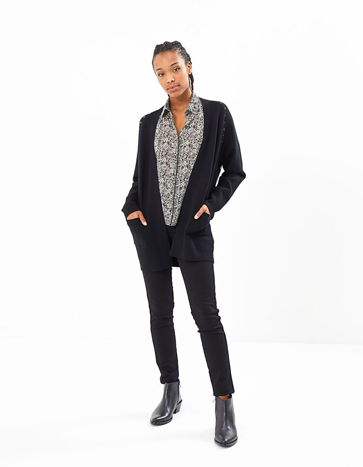 I.Code black knit coat with studs-6