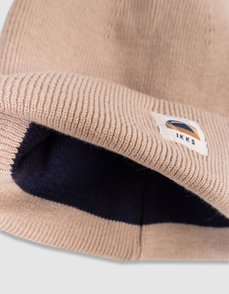 Boy's beige knitted hat with lapels-5