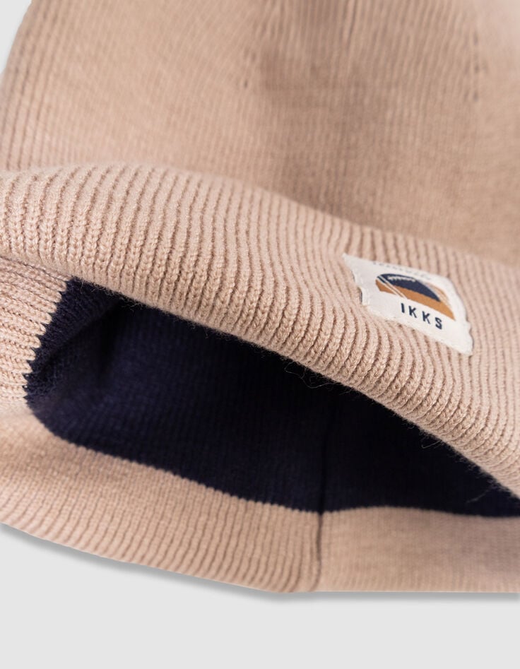 Boy's beige knitted hat with lapels-5 Boy's beige knitted hat with lapels-5
