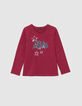 Girls’ burgundy IKKS reversible sequin T-shirt-1