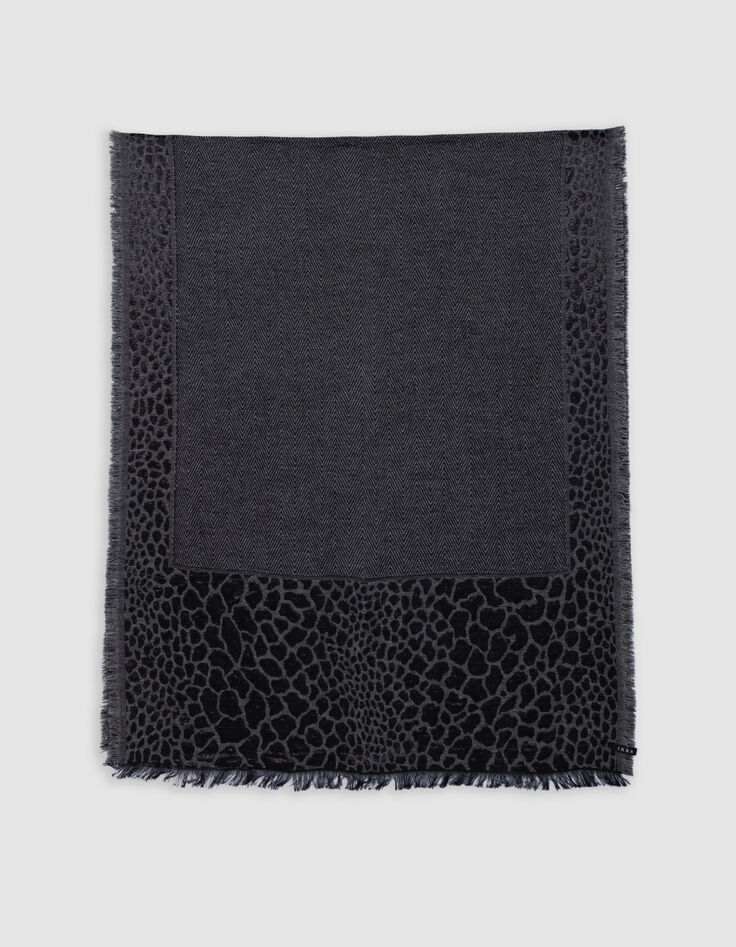 Bufanda en jacquard gris de l&uacute;rex con estampado animal-2