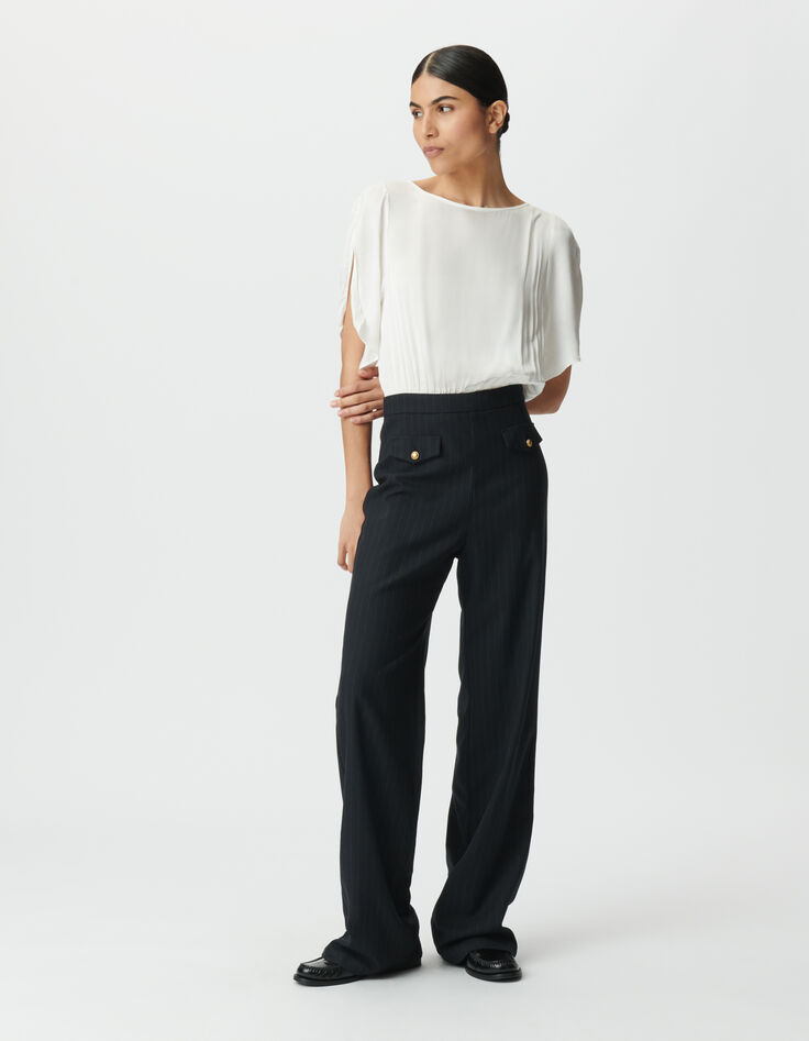 Combinaison bi-matière marine avec haut blanc Femme-5