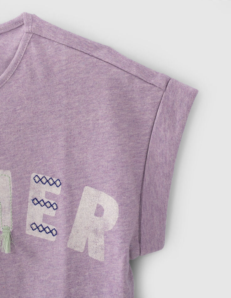 Lichtpaars cropped T-shirt met tekst meisjes-3