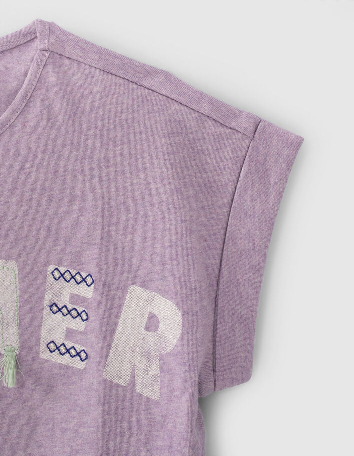 Girls’ violet slogan cropped T-shirt - IKKS