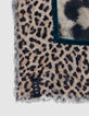 Bufanda cuadrada beige mezcla estampado leopardo Mujer-5