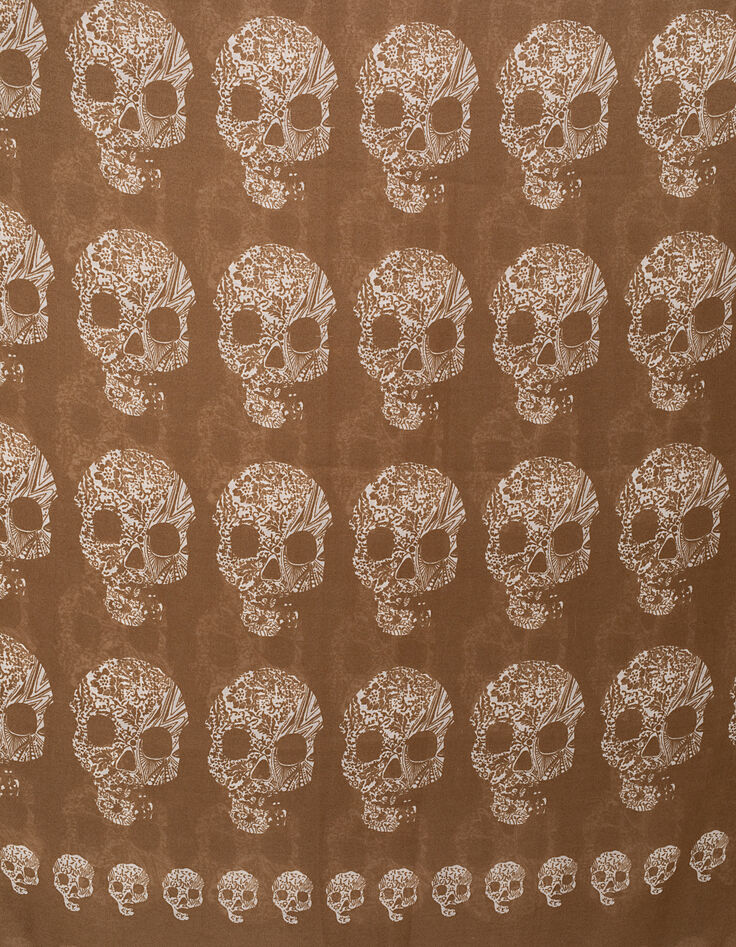 Pañuelo color avellana estampado calaveras mujer-3 Pañuelo color avellana estampado calaveras mujer-3