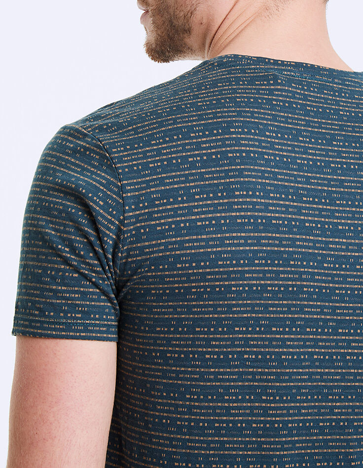 Blauwgroene minimalistische jacquard T-shirt-2 Blauwgroene minimalistische jacquard T-shirt-2