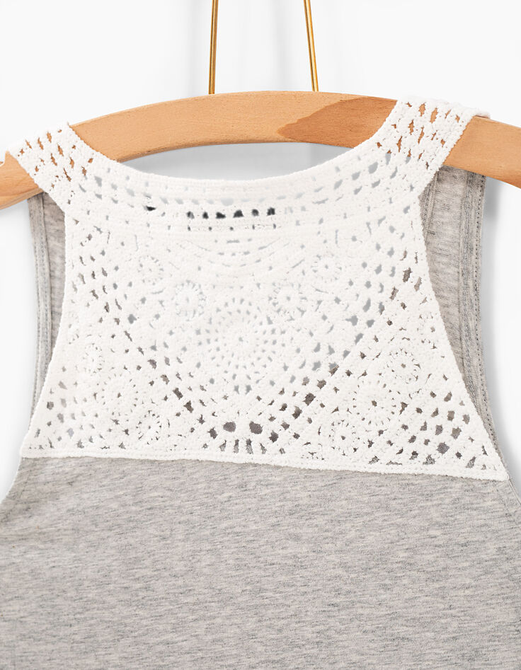 Débardeur gris chiné brodé DREAM HLDYS fille-6