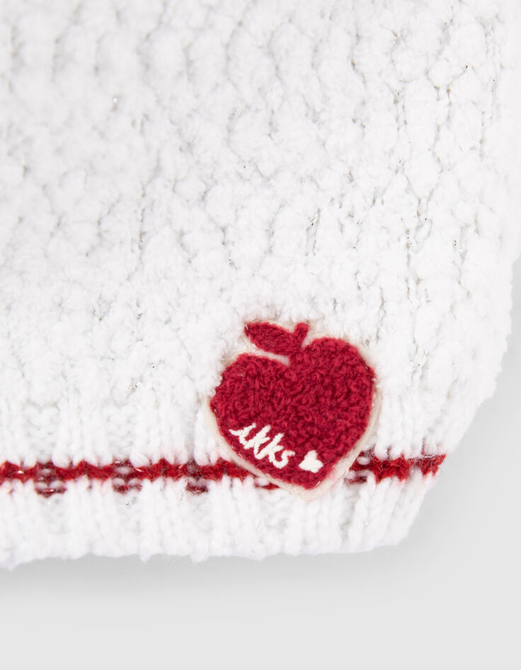 Cremeweiße Strickmütze und -snood für Babymädchen-6