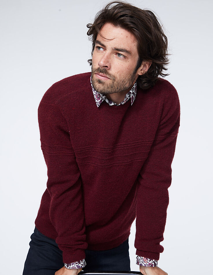 Men’s brick fluffy knit sweater-2