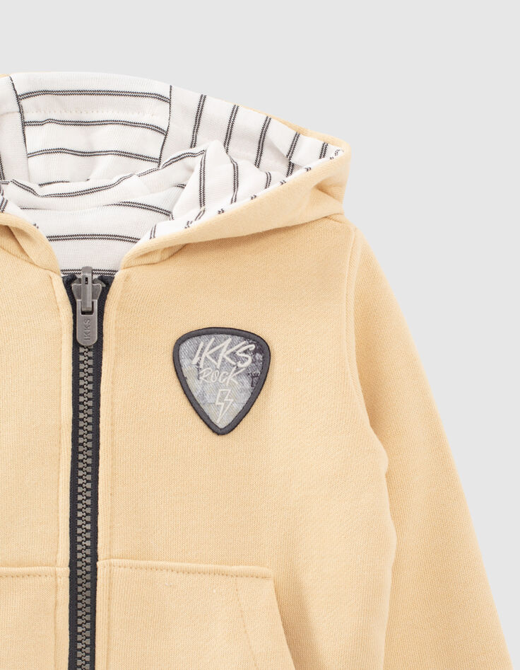 Cardigan réversible blé et blanc rayé noir bébé garçon-4 Cardigan réversible blé et blanc rayé noir bébé garçon-4