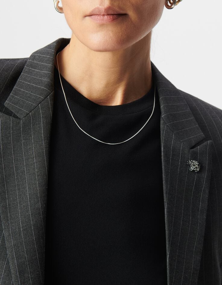 Graue Nadelstreifen-Tennis-Leoparden-Anzugjacke f&uuml;r Damen-4