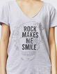 Tee-shirt lilas coton flammé message femme-4